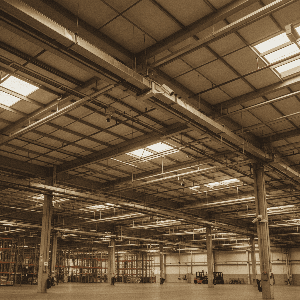 Multiple CCTV cameras installed throughout commercial warehouse facility