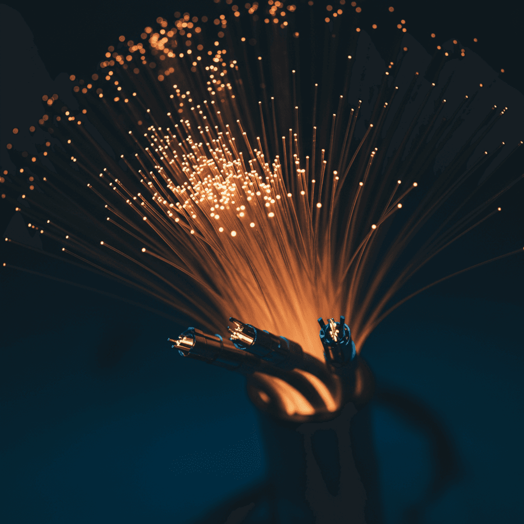 Fiber optic cabling showing light transmission properties