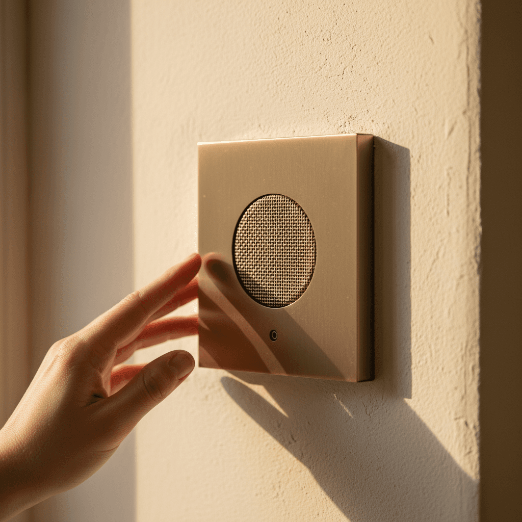 Professional intercom unit mounted on commercial building wall