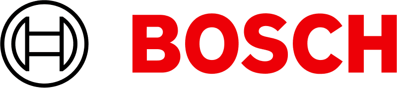 Bosch logo with a black circular emblem and the brand name in bold red.